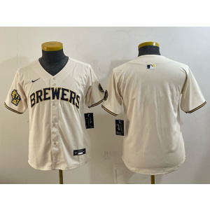 Milwaukee Brewers Blank Cream Youth Jersey