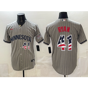 Minnesota Twins 41 Ryan Grey USA 250 Fourth of July Cool Base Men Jersey
