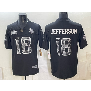 Minnesota Vikings 18 Justin Jefferson Black 2026 Salute to Service F.U.S.E. Vapor Limited Men Jersey