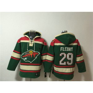 Minnesota Wild 29 Marc-Andre Fleury Green Lace-Up Pullover Hoodie