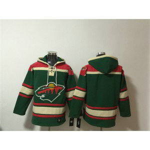 Minnesota Wild Blank Green Lace-Up Pullover Hoodie