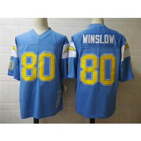 Mitchell and Ness NFL Chargers 80 Kellen Winslow Light Blue Throwback Jersey