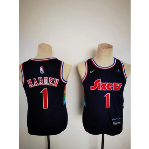NBA 76ers 1 James Harden Black City Youth Jersey