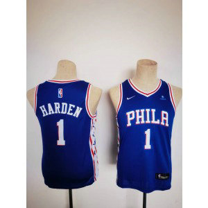 NBA 76ers 1 James Harden Blue Youth Jersey