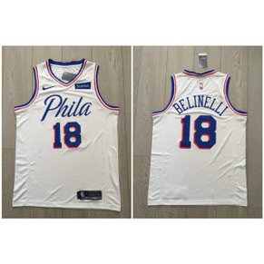 NBA 76ers 18 Marco Belinelli Cream Nike City Edition Swingman Men Jersey