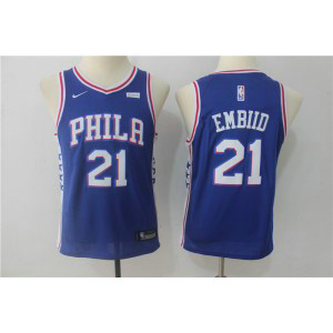 NBA 76ers 21 Joel Embiid Blue Nike Swingman Youth Jersey