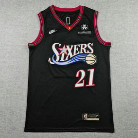 NBA 76ers 21 Joel Embiid New Black City Nike Men Jersey
