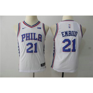 NBA 76ers 21 Joel Embiid White Nike Swingman Youth Jersey