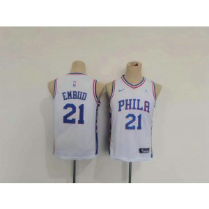 NBA 76ers 21 Joel Embiid White Nike Youth Jersey