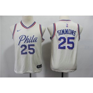 NBA 76ers 25 Ben Simmons Cream Nike City Edition Youth Jersey
