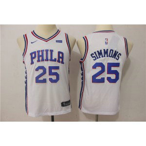NBA 76ers 25 Ben Simmons White Nike Swingman Youth Jersey