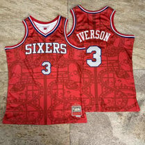 NBA 76ers 3 Allen Iverson Red Throwback Men Jersey NBA 76ers 3 Allen Iverson Red Throwback Men Jersey