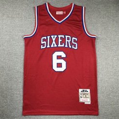 NBA 76ers 6 Julius Erving Red Throwback Men Jersey