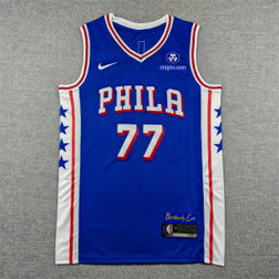 NBA 76ers 77 Edgecombe Blue Nike Men Jersey NBA 76ers 77 Edgecombe Blue Nike Men Jersey