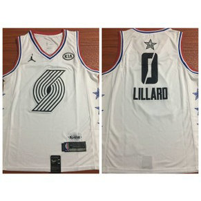 NBA Blazers 0 Damian Lillard 2019 All-Star White Swingman Men Jersey