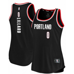 NBA Blazers 0 Damian Lillard Black Women Jersey