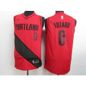 NBA Blazers 0 Damian Lillard Red City Edition Nike Swingman Men Jersey
