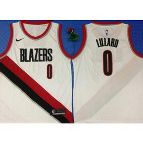 NBA Blazers 0 Damian Lillard White Nike Men Jersey NBA Blazers 0 Damian Lillard White Nike Men Jersey
