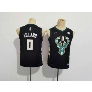 NBA Bucks 0 Damian Lillard Black Nike Youth Jersey