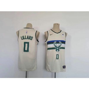NBA Bucks 0 Damian Lillard Cream Nike Youth Jersey