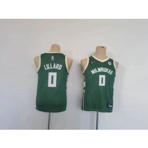 NBA Bucks 0 Damian Lillard Green Nike Youth Jersey