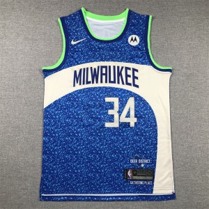 NBA Bucks 34 Antetokounmpo Blue Nike Men Jersey