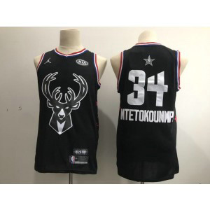 NBA Bucks 34 Giannis Antetokounmpo 2019 All-Star Black Swingman Men Jersey
