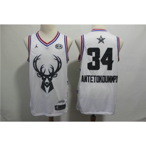 NBA Bucks 34 Giannis Antetokounmpo 2019 All-Star White Swingman Men Jersey