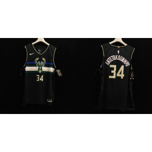 NBA Bucks 34 Giannis Antetokounmpo Black New AU Style Men Jersey
