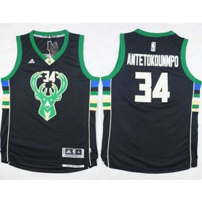 NBA Bucks 34 Giannis Antetokounmpo Black Youth Jersey