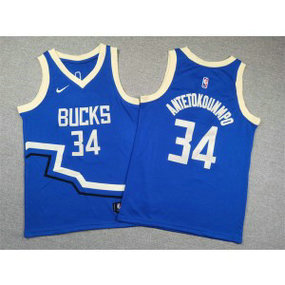 NBA Bucks 34 Giannis Antetokounmpo Blue Nike Youth Jersey
