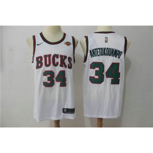 NBA Bucks 34 Giannis Antetokounmpo White Nike Throwback Swingman Men Jersey