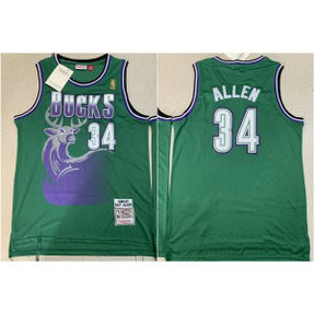 NBA Bucks 34 Ray Allen Green 1996-97 Hardwood Classics Mesh Men Jersey NBA Bucks 34 Ray Allen Green 1996-97 Hardwood Classics Mesh Men Jersey