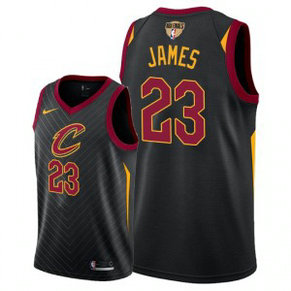 NBA Cavaliers 23 LeBron James 2018 NBA Finals Patch Black Men Jersey