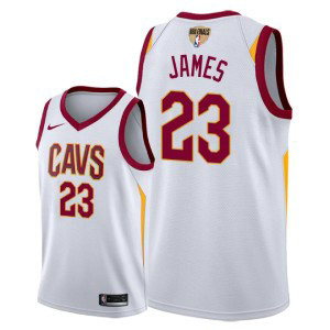 NBA Cavaliers 23 LeBron James 2018 NBA Finals Patch White Men Jersey