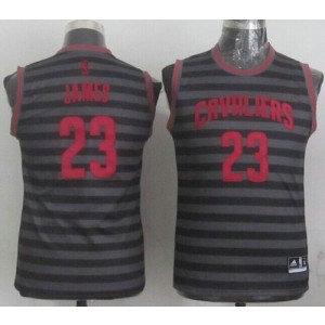 NBA Cavaliers 23 LeBron James Black With Grey Groove Youth Jersey