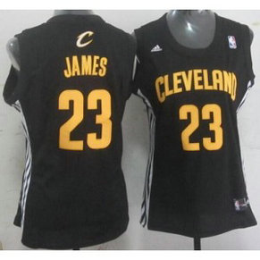 NBA Cavaliers 23 LeBron James Black Women Jersey