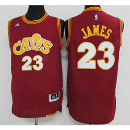 NBA Cavaliers 23 LeBron James Burgundy Throwback Swingman Men Jersey