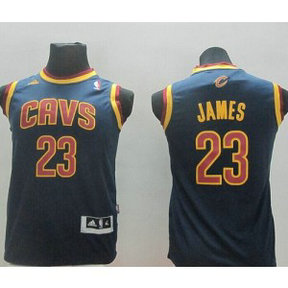 NBA Cavaliers 23 LeBron James Dark Blue Revolution 30 Youth Jersey
