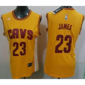 NBA Cavaliers 23 LeBron James Gold Alternate Women Jersey