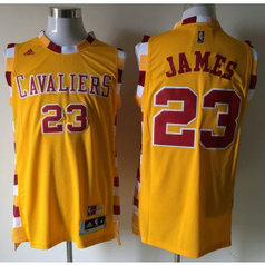 NBA Cavaliers 23 LeBron James Gold Throwback Classic Men Jersey NBA Cavaliers 23 LeBron James Gold Throwback Classic Men Jersey