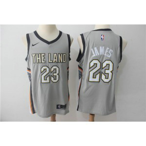 NBA Cavaliers 23 LeBron James Gray Nike City Edition Swingman Men Jersey