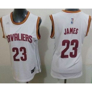 NBA Cavaliers 23 LeBron James White Home Women Jersey