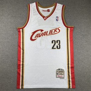 NBA Cavaliers 23 Lebron James White Hardwood Classics Men Jersey