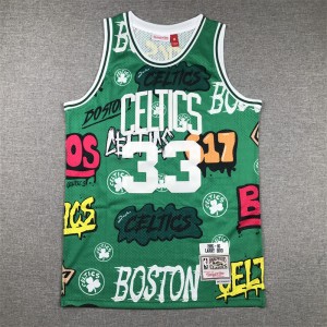 NBA Celtics 33 Larry Bird Green Hardwood Classics Men Jersey