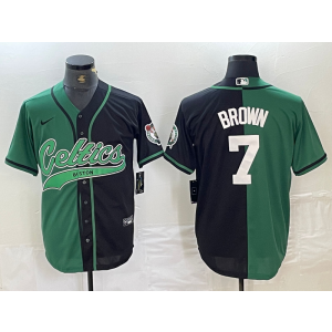 NBA Celtics 7 Jaylen Brown Green Black Split Vapor Baseball Limited Men Jersey