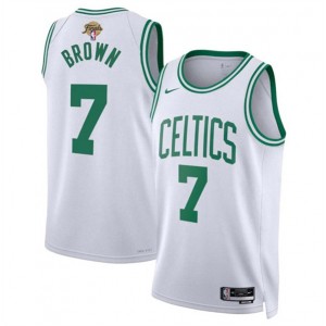 NBA Celtics 7 Jaylen Brown White 2024 Finals Nike Men Jersey