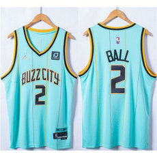 NBA Charlotte Hornets 2 LaMelo Ball Blue 75th Anniversary Men Jersey