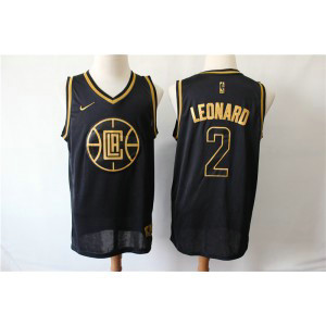 NBA Clippers 2 Kawhi Leonard Black Nike Gold Swingman Men Jersey