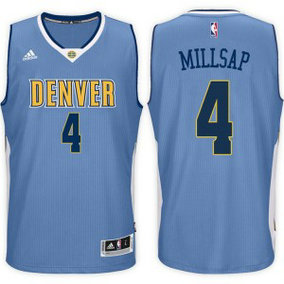 NBA Denver Nuggets 4 Paul Millsap Road Blue New Swingman Men Jersey
